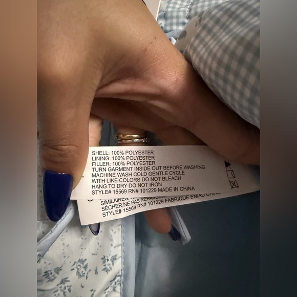 STOOSH Blue Patchwork Quilted Tie-Front Jacket Cottagecore Prairie NWT L - Picture 4 of 6